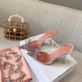 Amina Muaddi Bling Bling Silver Bow Buckle High Heel Sandals For Women 