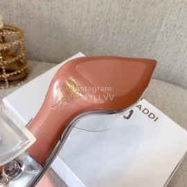 Amina Muaddi Bling Bling Silver Bow Buckle High Heel Sandals For Women 