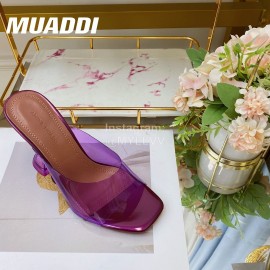 Amina Muaddi Sheepskin High Heeled Slippers For Women Purple