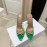 Amina Muaddi Sheepskin Bow High Heeled Slippers For Women Green