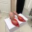 Amina Muaddi Sheepskin Bow High Heeled Slippers For Women Red