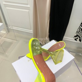 Amina Muaddi Sheepskin Bow High Heeled Slippers For Women Yellow