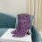 Amina Muaddi Cowhide Diamond High Heeled Boots For Women Purple