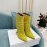 Amina Muaddi Cowhide Diamond High Heeled Boots For Women Yellow