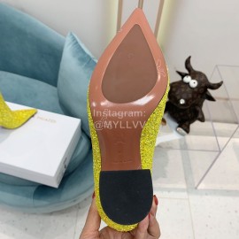 Amina Muaddi Cowhide Diamond High Heeled Boots For Women Yellow