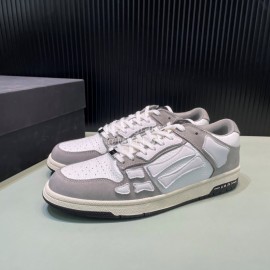 Amiri Breathable Leather Sneakers For Men And Women Gray