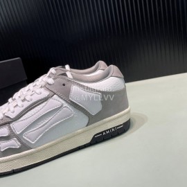 Amiri Breathable Leather Sneakers For Men And Women Gray