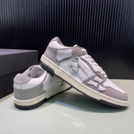 Amiri Breathable Leather Sneakers For Men And Women Gray