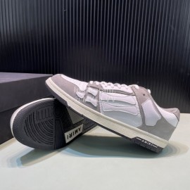 Amiri Breathable Leather Sneakers For Men And Women Gray