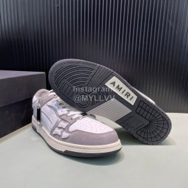 Amiri Breathable Leather Sneakers For Men And Women Gray