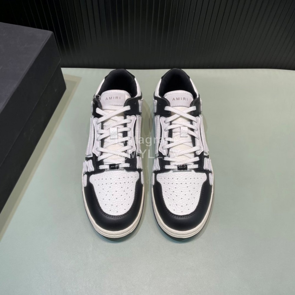 Amiri Breathable Leather Sneakers For Men And Women Black