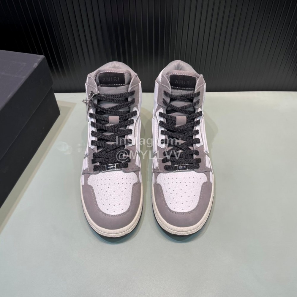 Amiri Breathable Leather High Top Sneakers For Men And Women Gray