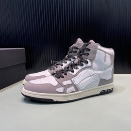Amiri Breathable Leather High Top Sneakers For Men And Women Gray