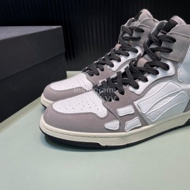 Amiri Breathable Leather High Top Sneakers For Men And Women Gray