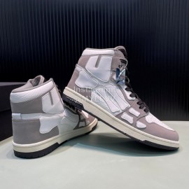 Amiri Breathable Leather High Top Sneakers For Men And Women Gray
