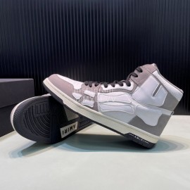 Amiri Breathable Leather High Top Sneakers For Men And Women Gray