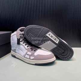 Amiri Breathable Leather High Top Sneakers For Men And Women Gray