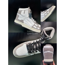 Amiri Breathable Leather High Top Sneakers For Men And Women Gray