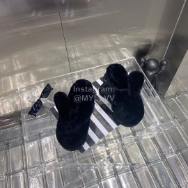 Angel Chen Fashion Rabbit Ear Wool Thick Soled Slippers For Women Black