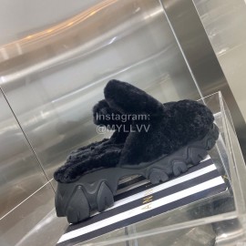 Angel Chen Fashion Rabbit Ear Wool Thick Soled Slippers For Women Black