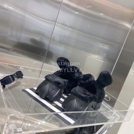 Angel Chen Fashion Rabbit Ear Wool Thick Soled Slippers For Women Black