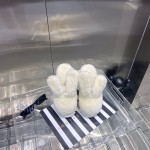 Angel Chen Fashion Rabbit Ear Wool Thick Soled Slippers For Women White
