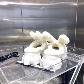 Angel Chen Fashion Rabbit Ear Wool Thick Soled Slippers For Women White