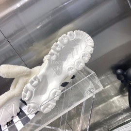 Angel Chen Fashion Rabbit Ear Wool Thick Soled Slippers For Women White