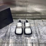 Angel Chen Leather Thick Soled Metal Chain Loafers For Women 