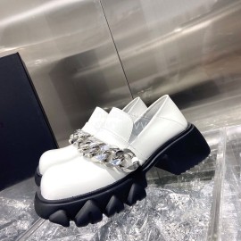 Angel Chen Leather Thick Soled Metal Chain Loafers For Women 