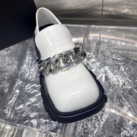 Angel Chen Leather Thick Soled Metal Chain Loafers For Women 