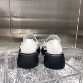 Angel Chen Leather Thick Soled Metal Chain Loafers For Women 