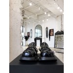 Angel Chen New Leather Thick Soled Metal Chain Loafers For Women Black