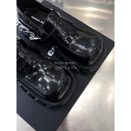 Angel Chen New Leather Thick Soled Metal Chain Loafers For Women Black