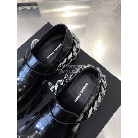 Angel Chen New Leather Thick Soled Metal Chain Loafers For Women Black