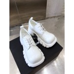 Angel Chen Leather Thick Soled Lace Up Loafers For Women White