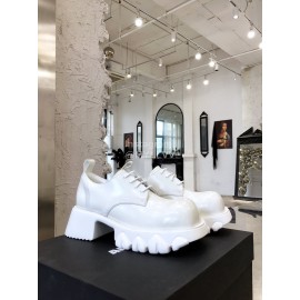 Angel Chen Leather Thick Soled Lace Up Loafers For Women White