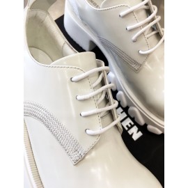 Angel Chen Leather Thick Soled Lace Up Loafers For Women White