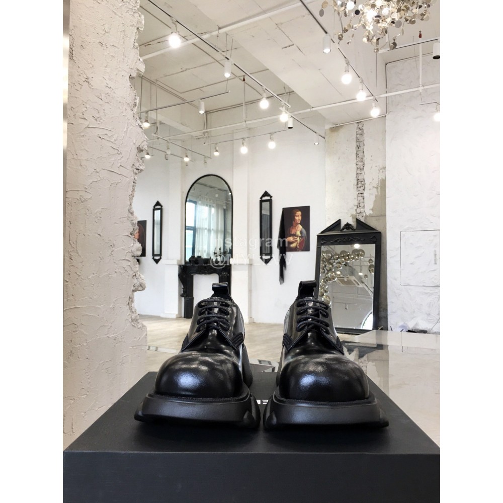 Angel Chen Leather Thick Soled Lace Up Loafers For Women Black