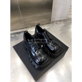 Angel Chen Leather Thick Soled Lace Up Loafers For Women Black