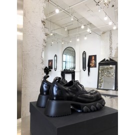 Angel Chen Leather Thick Soled Lace Up Loafers For Women Black