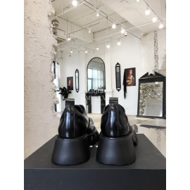 Angel Chen Leather Thick Soled Lace Up Loafers For Women Black