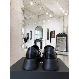 Angel Chen Leather Thick Soled Metal Chain Loafers For Women Black