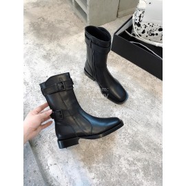 Ann Demeulemeester New Square Head Buckle Locomotive Boots For Women
