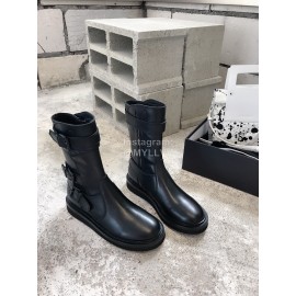 Ann Demeulemeester New Square Head Buckle Locomotive Boots For Women Black