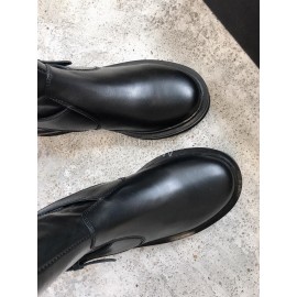 Ann Demeulemeester New Square Head Buckle Locomotive Boots For Women Black