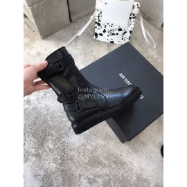 Ann Demeulemeester New Square Head Buckle Locomotive Boots For Women Black