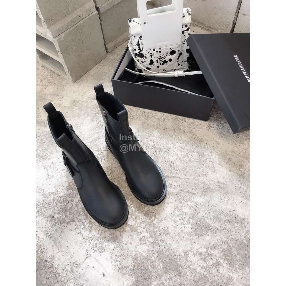Ann Demeulemeester New Square Head Buckle Black Locomotive Boots For Women