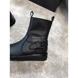 Ann Demeulemeester New Square Head Buckle Black Locomotive Boots For Women