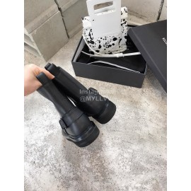 Ann Demeulemeester New Square Head Buckle Black Locomotive Boots For Women